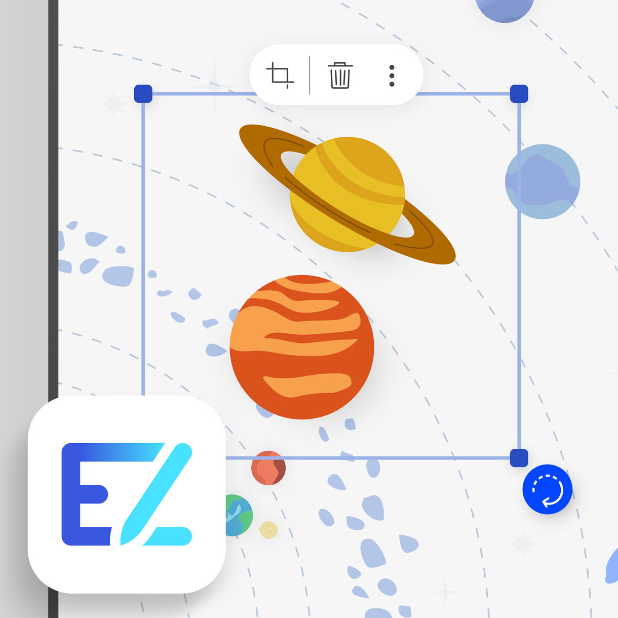 Software de pizarra EZWrite mientras se utiliza durante una lección