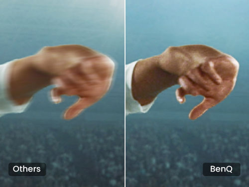 Redukcja rozmycia w ruchu dzięki technologii MEMC w projektorze BenQ do kina domowego, z płynnym ruchem zawodników podczas meczu światowej piłki nożnej 2026.