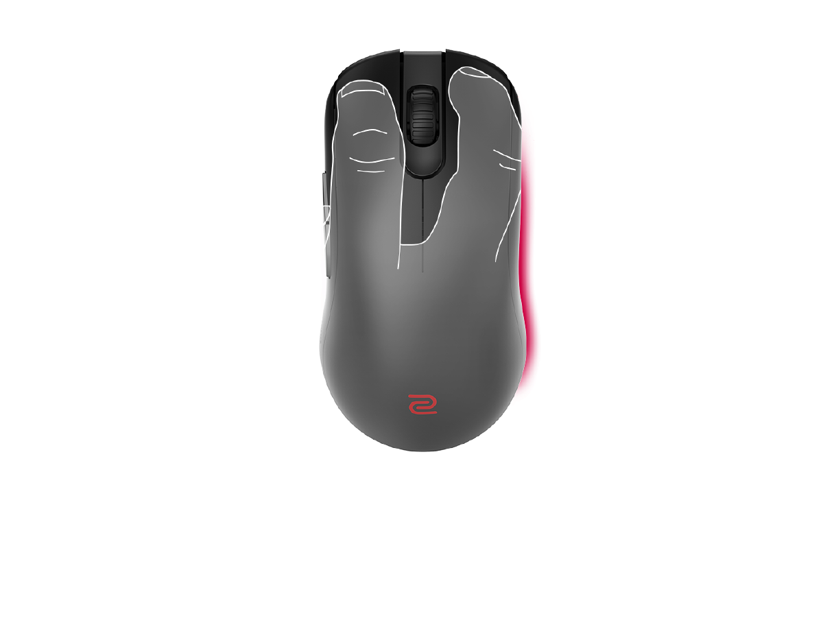 zowie fk2-dw 4k wireless gaming mice with right-side curve design