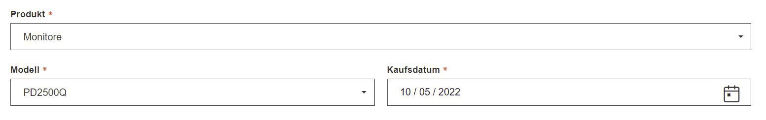 Erstes Beispiel für das Ausfüllen des Trade-In Formulars