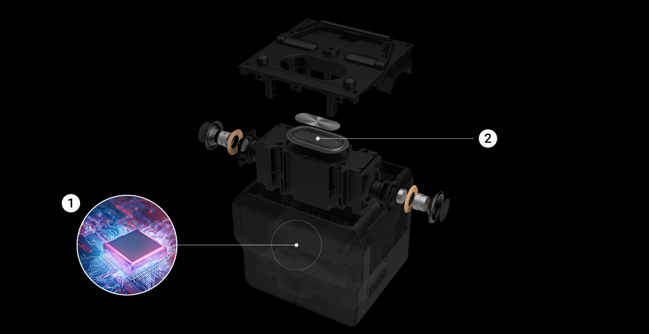 BenQ gaming projector with Bongiovi DSP Chipset and Passive Radiator to create 3D Spatial sound