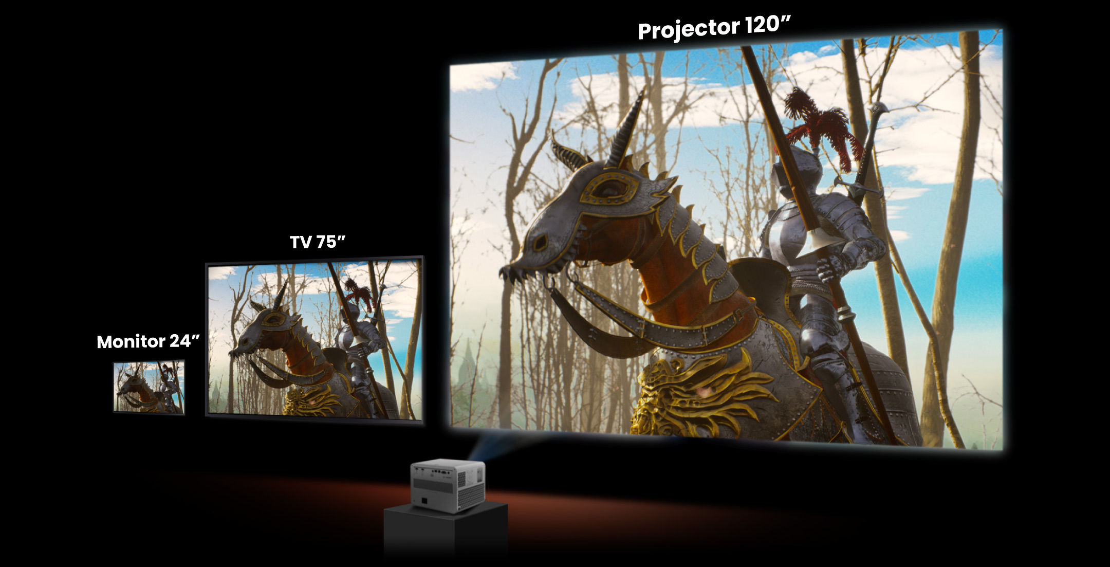 massive screen 120" projection