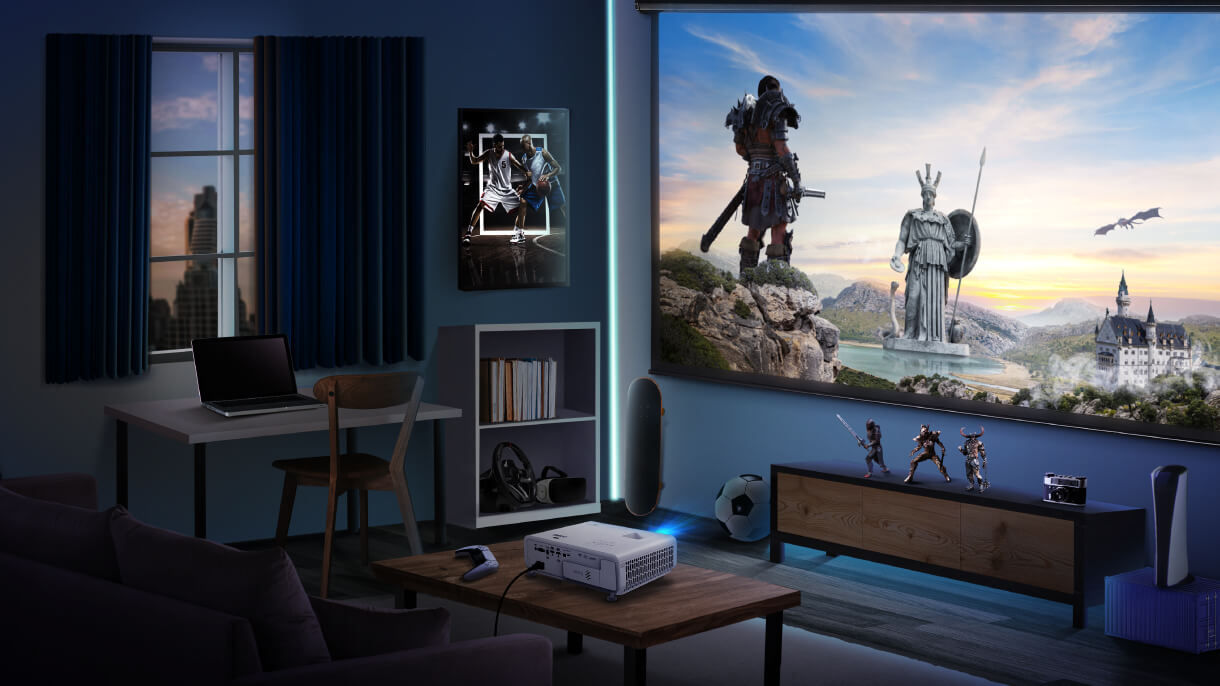 Transform your bedroom/ small living room into a gaming space with BenQ immersive short throw console gaming projector
