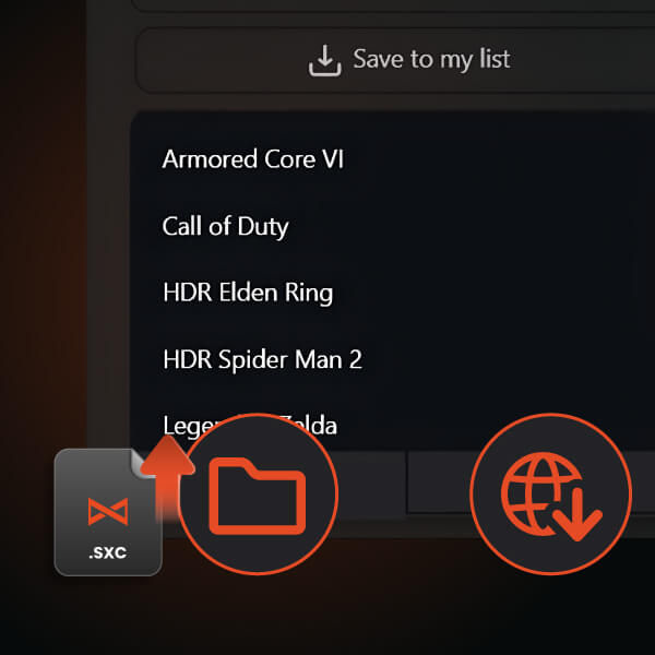 import the desired profile to your projector from your laptop
