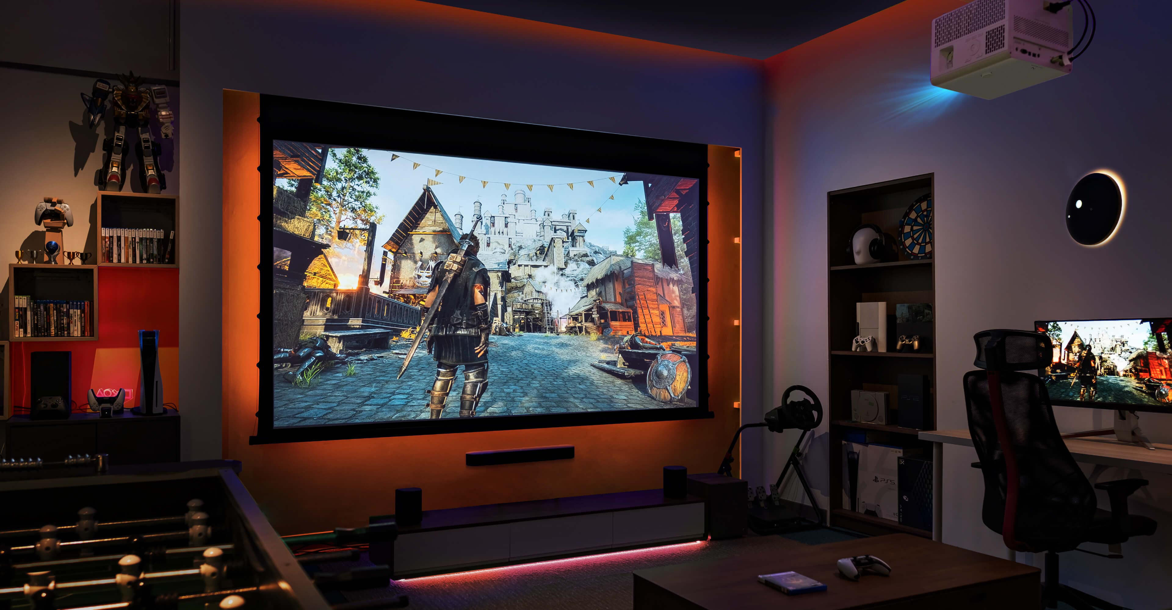 A game room equipped with BenQ's gaming accessories