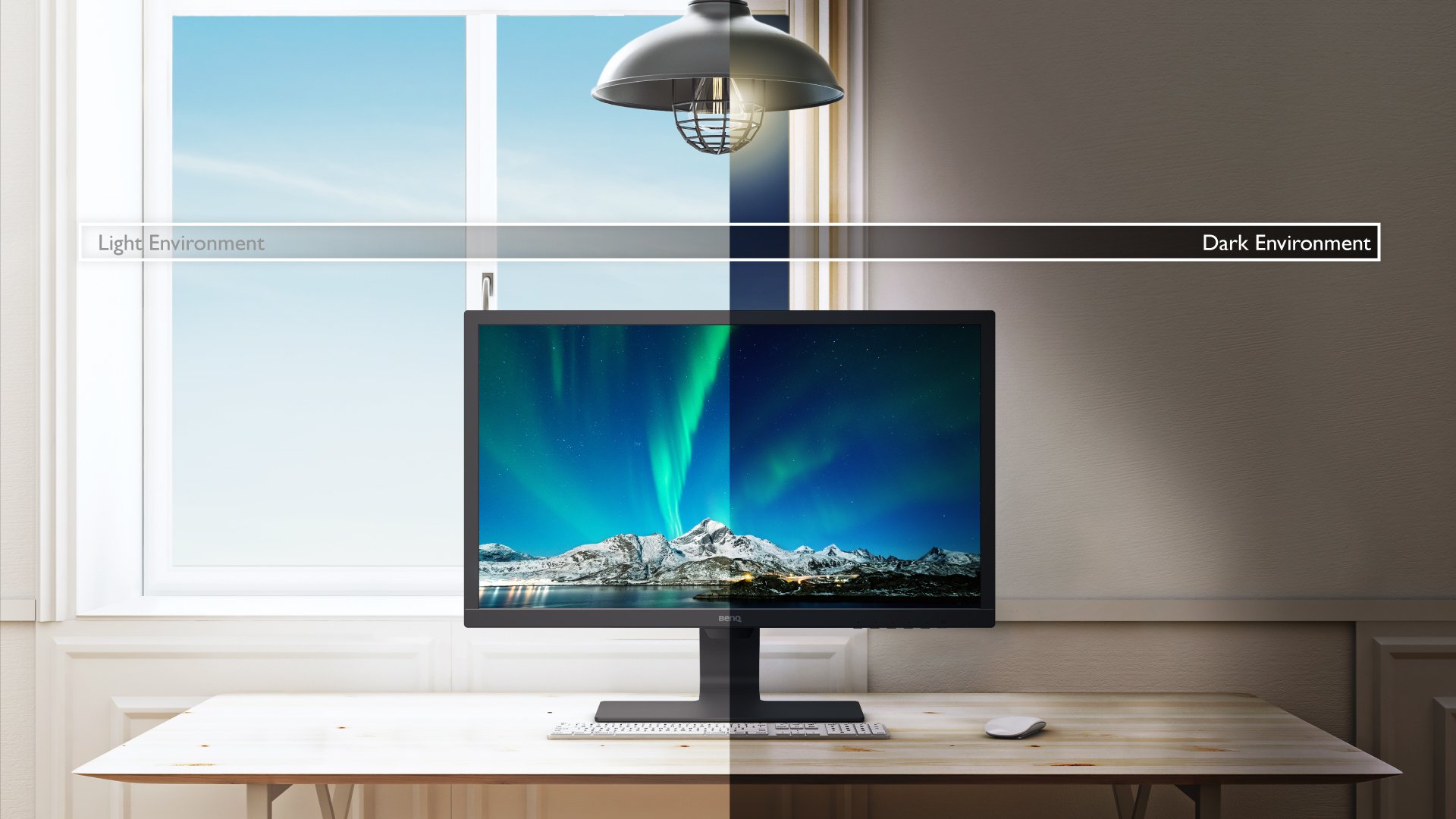 benq gl2480 b.i. sensor detects ambient light brightness and contrast of screen content and actively adjusts screen brightness for the most comfortable viewing