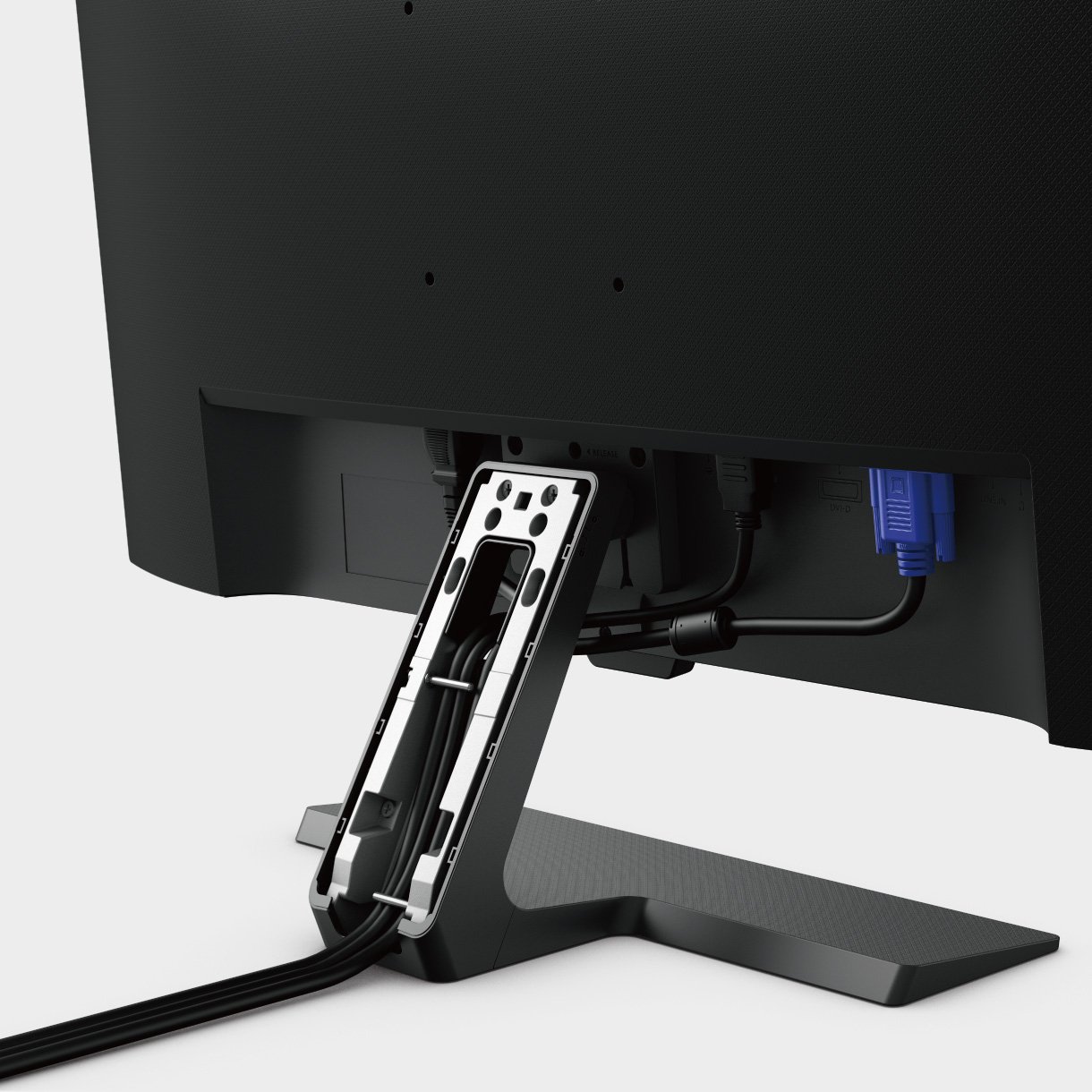 benq gw2780 with invisible cable management system hides all wires inside the monitor stand for cleanest look