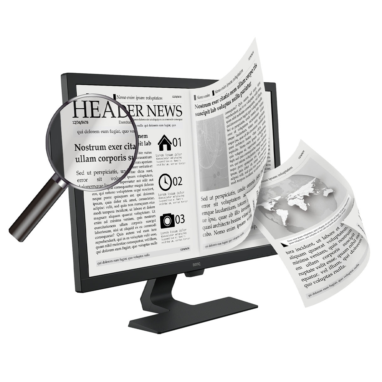 Der BenQ GL2780 Epaper-Modus bietet ein klares Schwarz-Weiß-Leselayout ohne Ablenkung und eine angemessene Bildschirmhelligkeit
