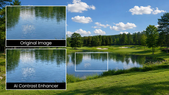 AI Contrast Enhancer uses two-layer contrast enhancement across up to 500,000 independent zones to convert SDR content into HDR-like visuals.