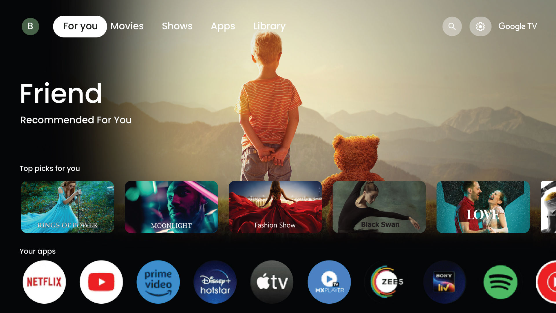 Google TV Home Screen