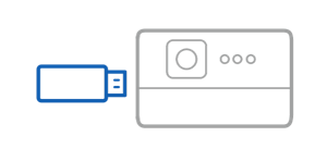 BenQ GP520 projector with a media reader for playing content directly from USB-C flash drives.