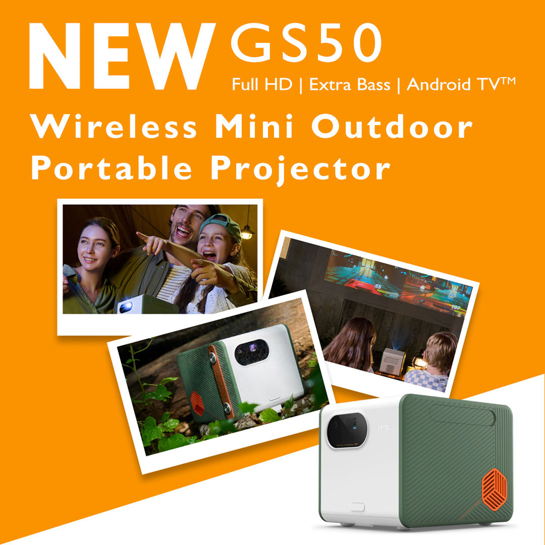 GS50, 1080p Outdoor Projector with 2.1 CH Bluetooth Speakers, IPX2