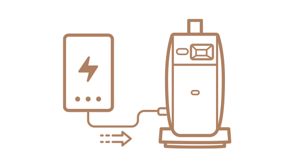 GV32 being charged from a USB-C power bank support