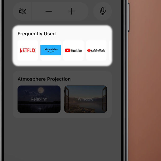 Streaming Hot Key on the BenQ GV32 SmartRemote app enabling quick access to favorite streaming apps