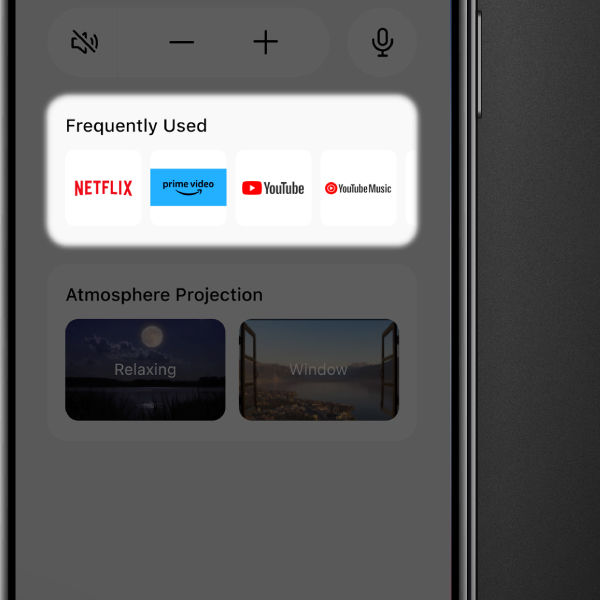 Streaming Hot Key on the BenQ GV50P SmartRemote app enabling quick access to favorite streaming apps