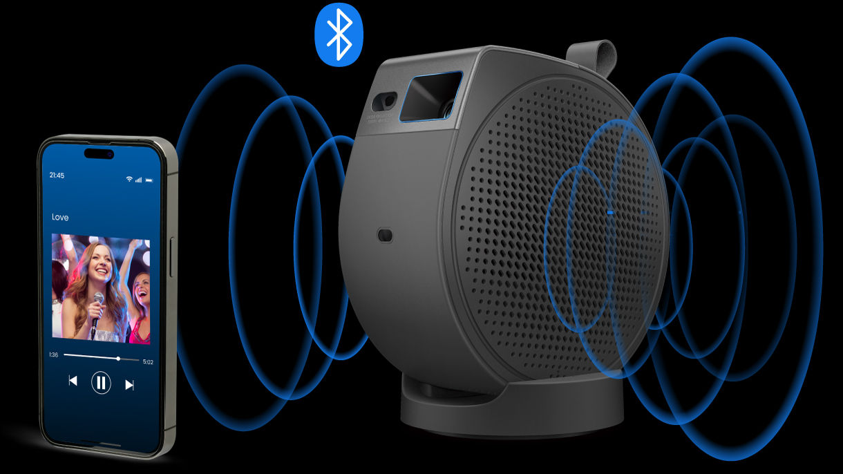 BenQ GV50P portable ceiling projector works as a Bluetooth speaker for wireless music playback