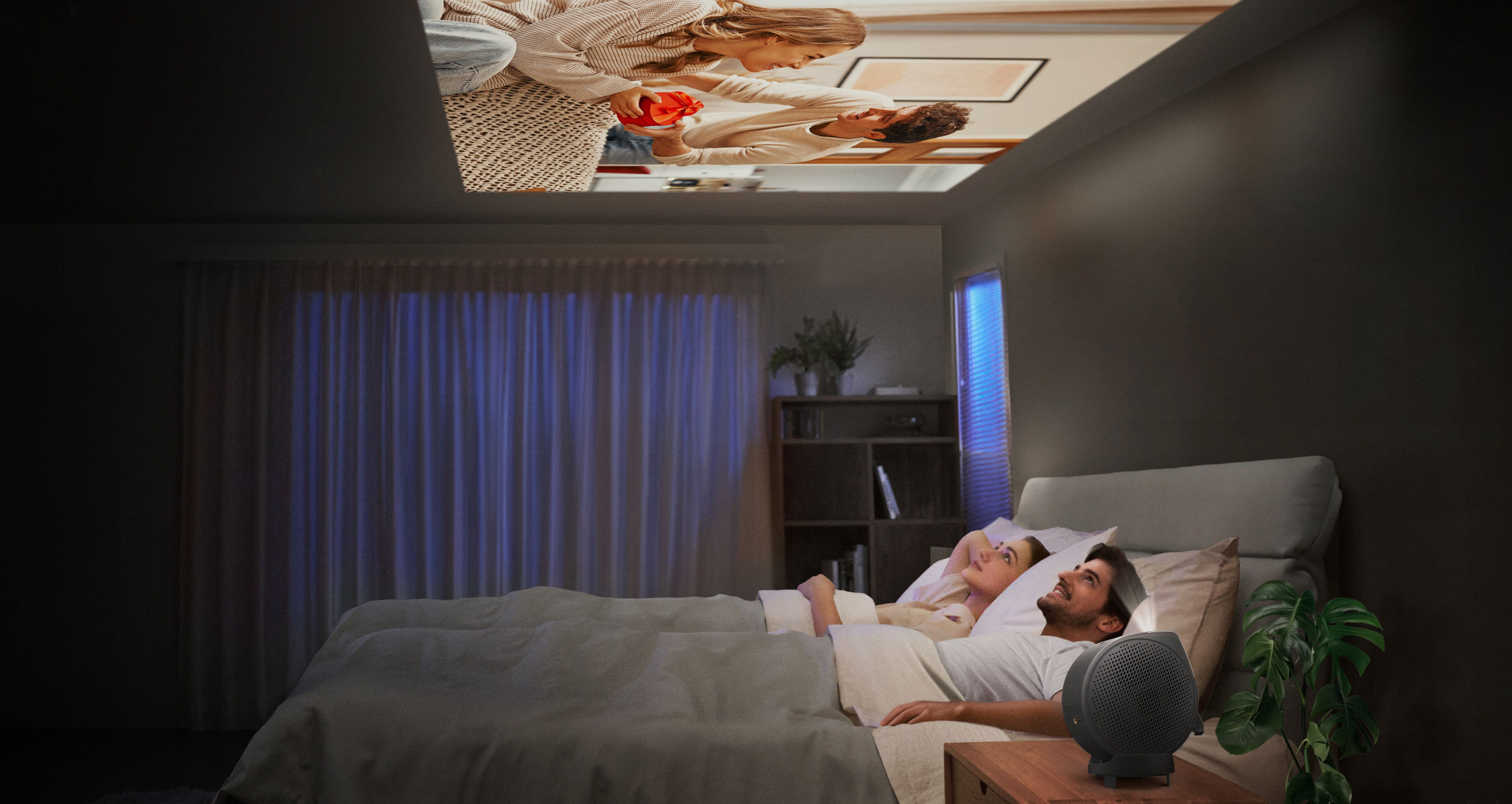 BenQ GV50P | Портативний лазерний проєктор 1080p, 500 лм, для проєктування на стелю біля ліжка з Google TV