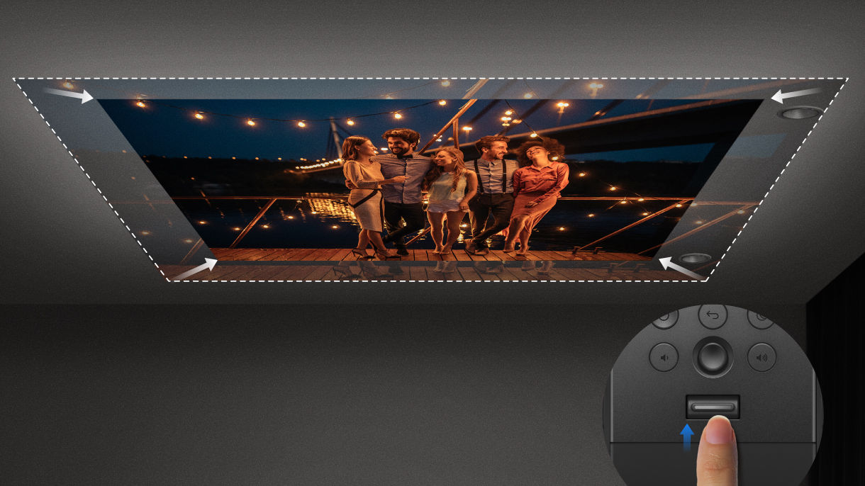 GV50P portable ceiling projector with digital zoom to easily resize the image