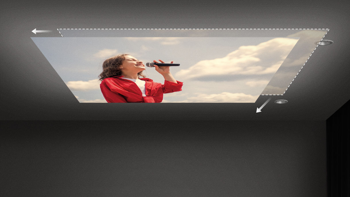 GV50P portable ceiling projector with digital lens shift to easily shift the image vertically or horizontally to your best viewing