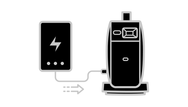 GV50p being charged from a USB-C power bank support