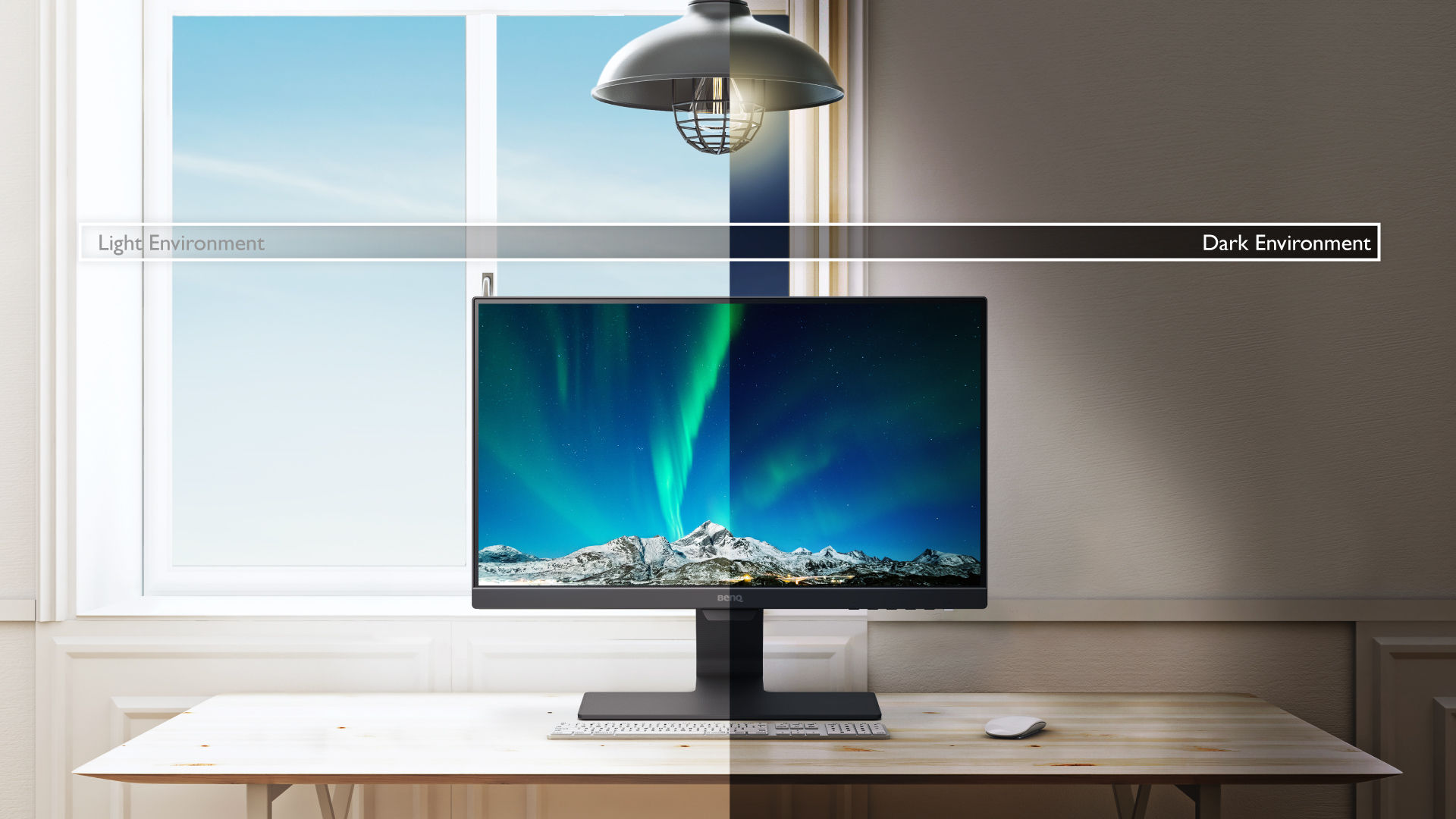 benq gw2280 b.i. sensor detects ambient light brightness and contrast of screen content and actively adjusts screen brightness for the most comfortable viewing