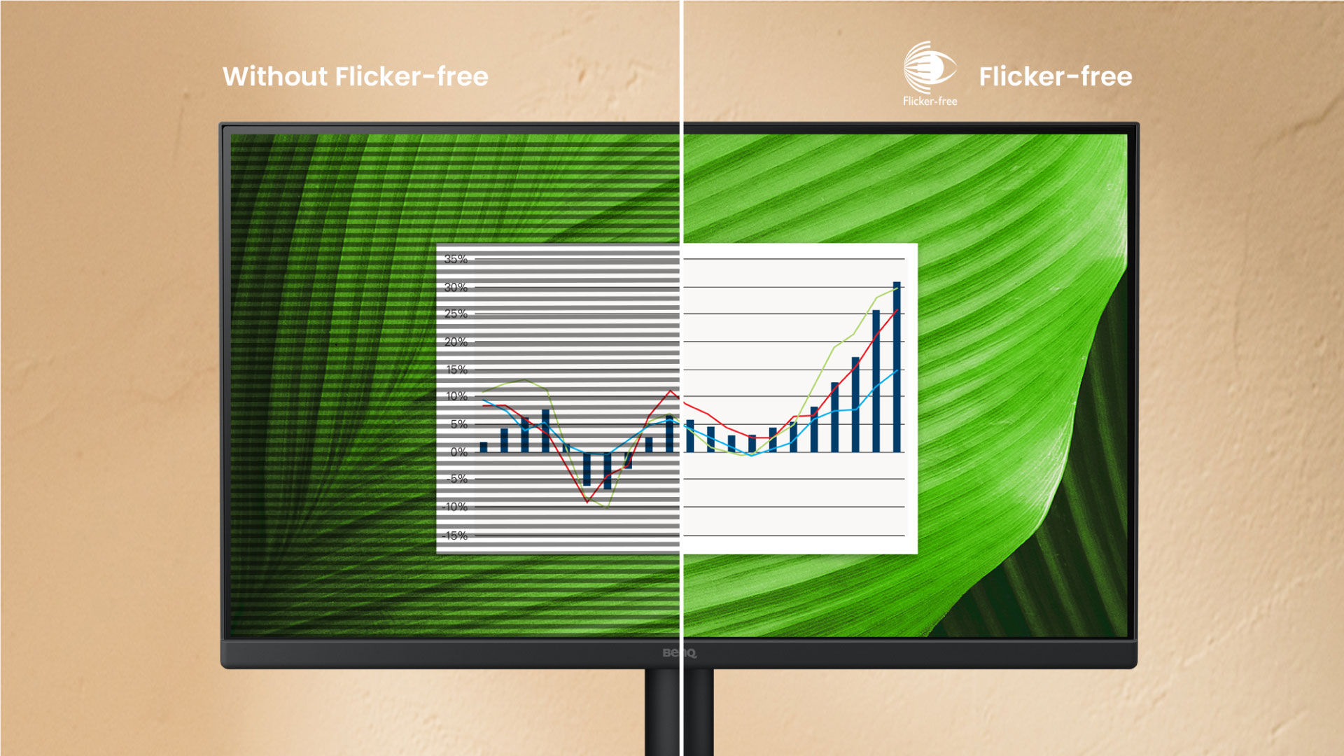 Flicker-Free keeps the screen steady—protects eyes from invisible flicker for all-day comfort.