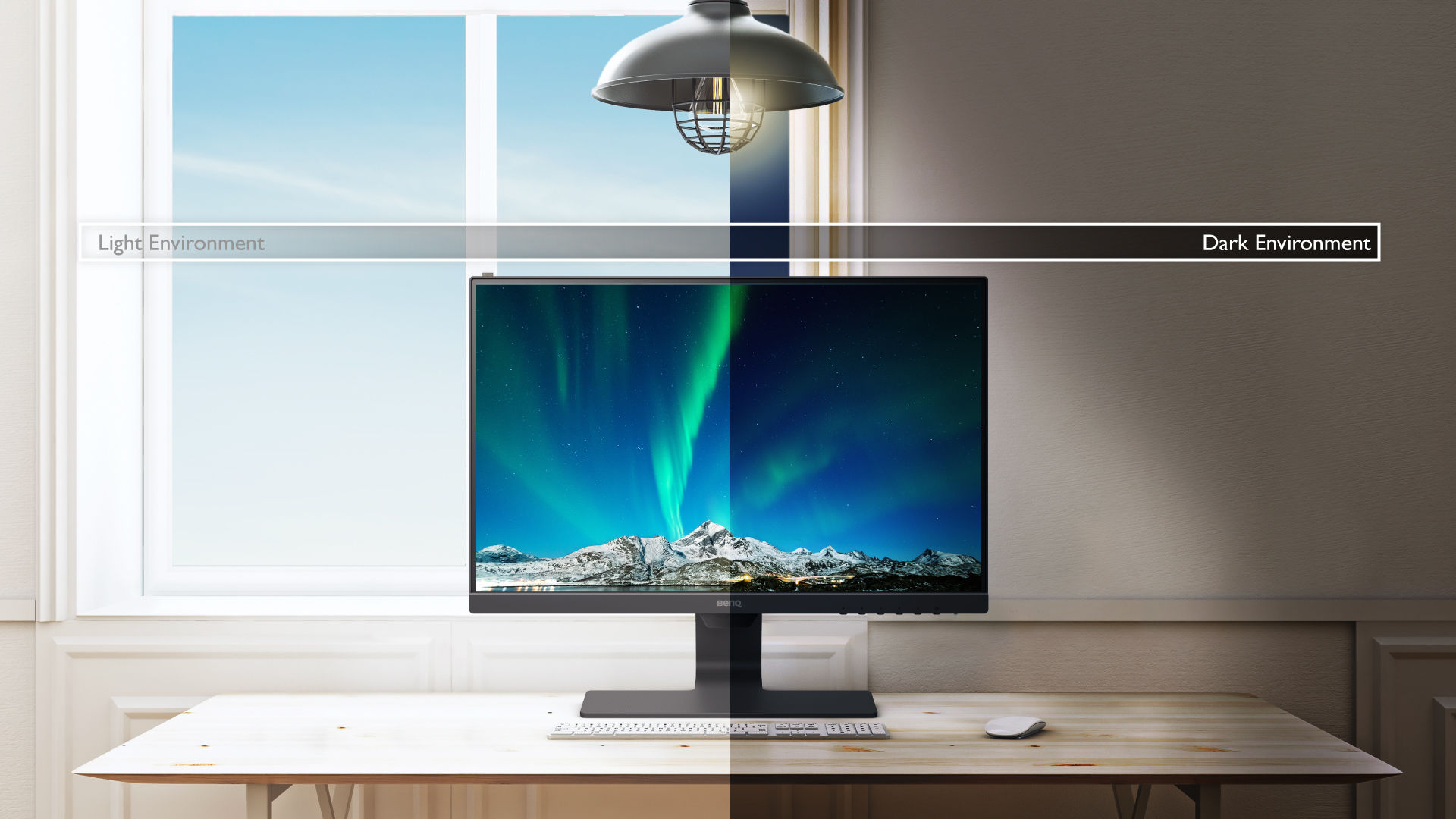 benq gw2381 b.i. sensor detects ambient light brightness and contrast of screen content and actively adjusts screen brightness for the most comfortable viewing