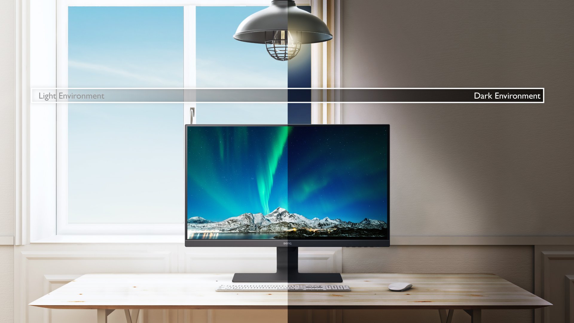 benq gw2480l b.i. sensor detects ambient light brightness and contrast of screen content and actively adjusts screen brightness for the most comfortable viewing