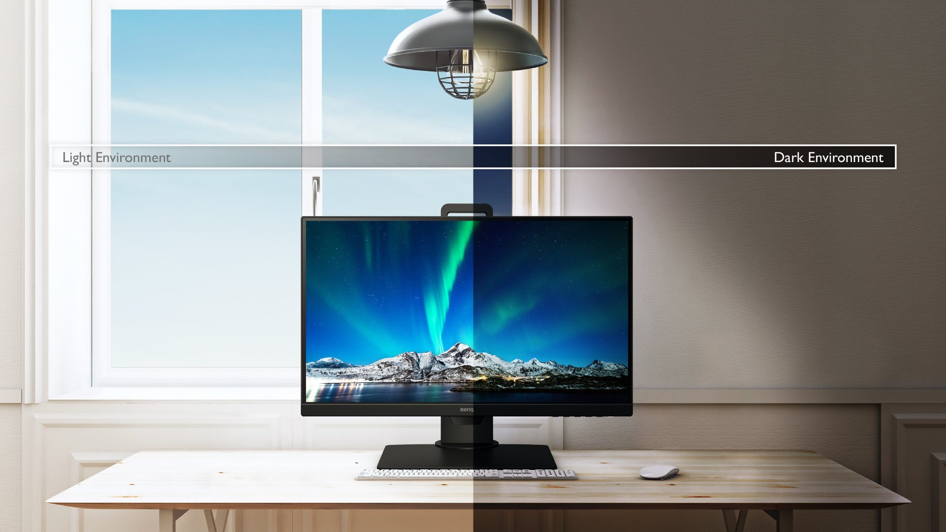 benq gw2780t b.i. sensor detects ambient light brightness and contrast of screen content and actively adjusts screen brightness for the most comfortable viewing
