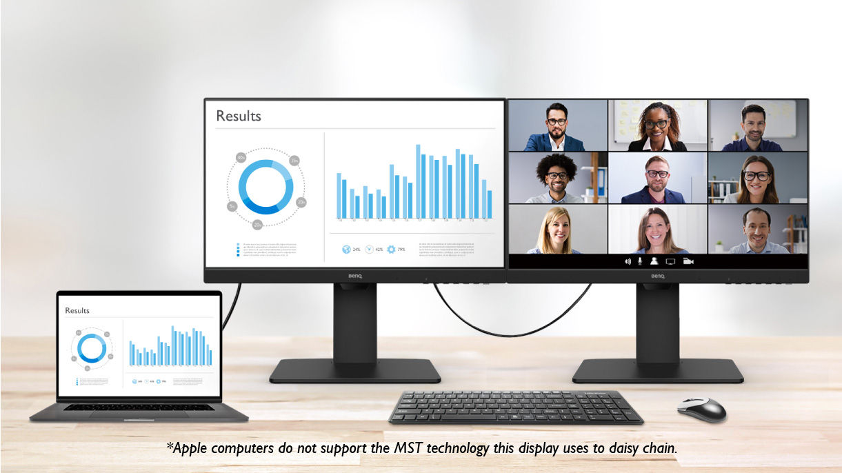 Die Daisy-Chain-Funktion des BenQ GW2785TC ermöglicht ein Multi-Monitor-Setup für zusätzliche Bildschirmfläche