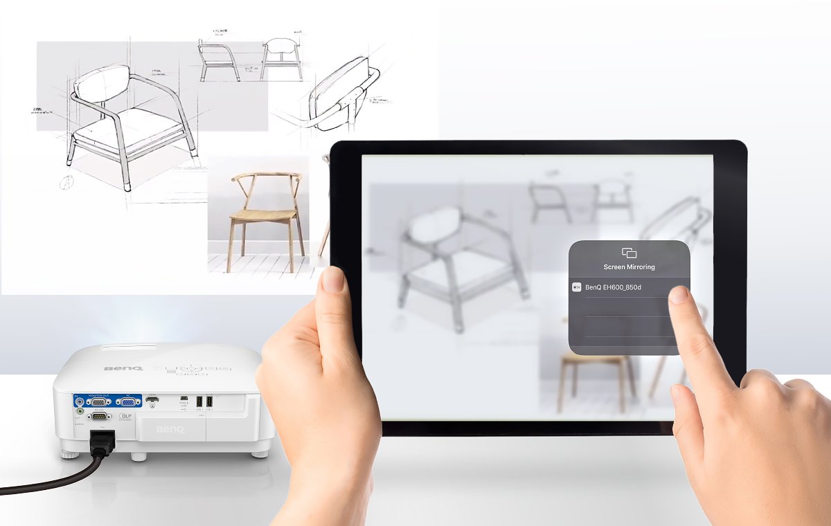 BenQ wireless smart projector with wireless mirroring from your mobile device or tablet.  