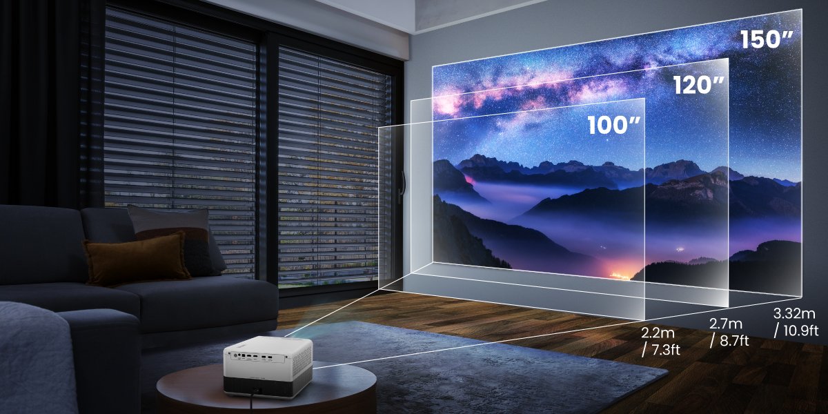 BenQ GP500 Proiectaţi ecrane mari de >100" de la distanţe de proiecţie de numai 2,2 m (7,3 ft) cu zoom mare de 1,3X şi pătrundeţi în scene epice în încăperi de orice dimensiune.