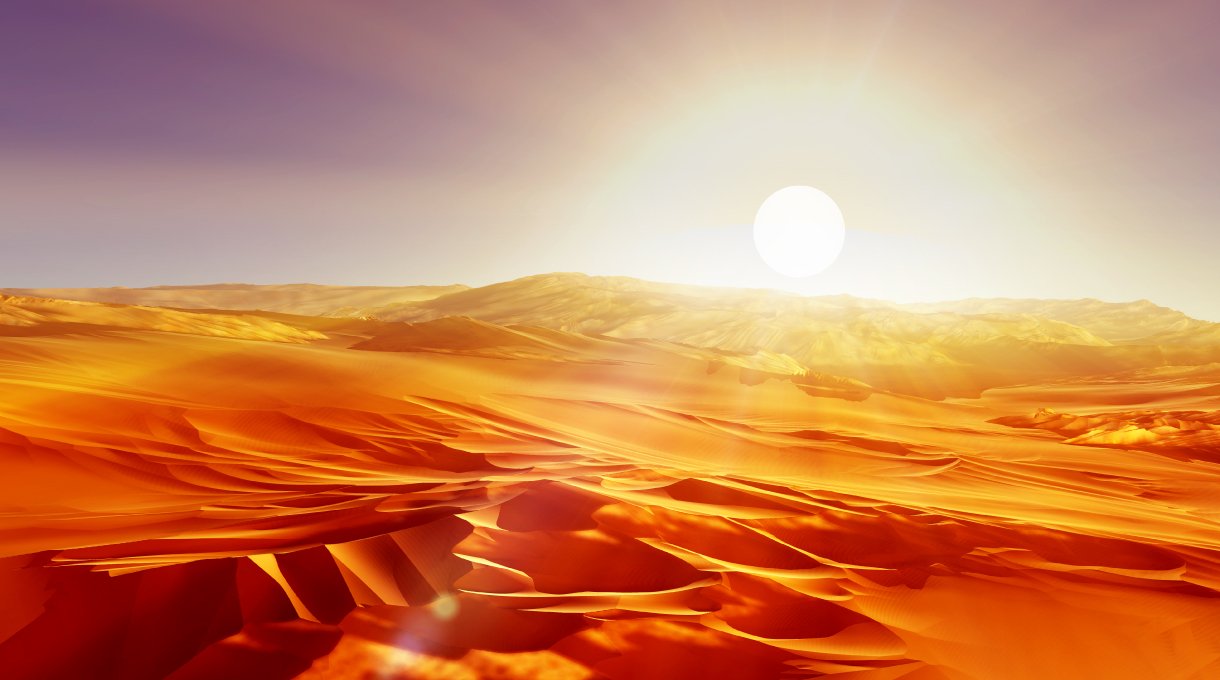 Wüste mit Sonnenuntergang