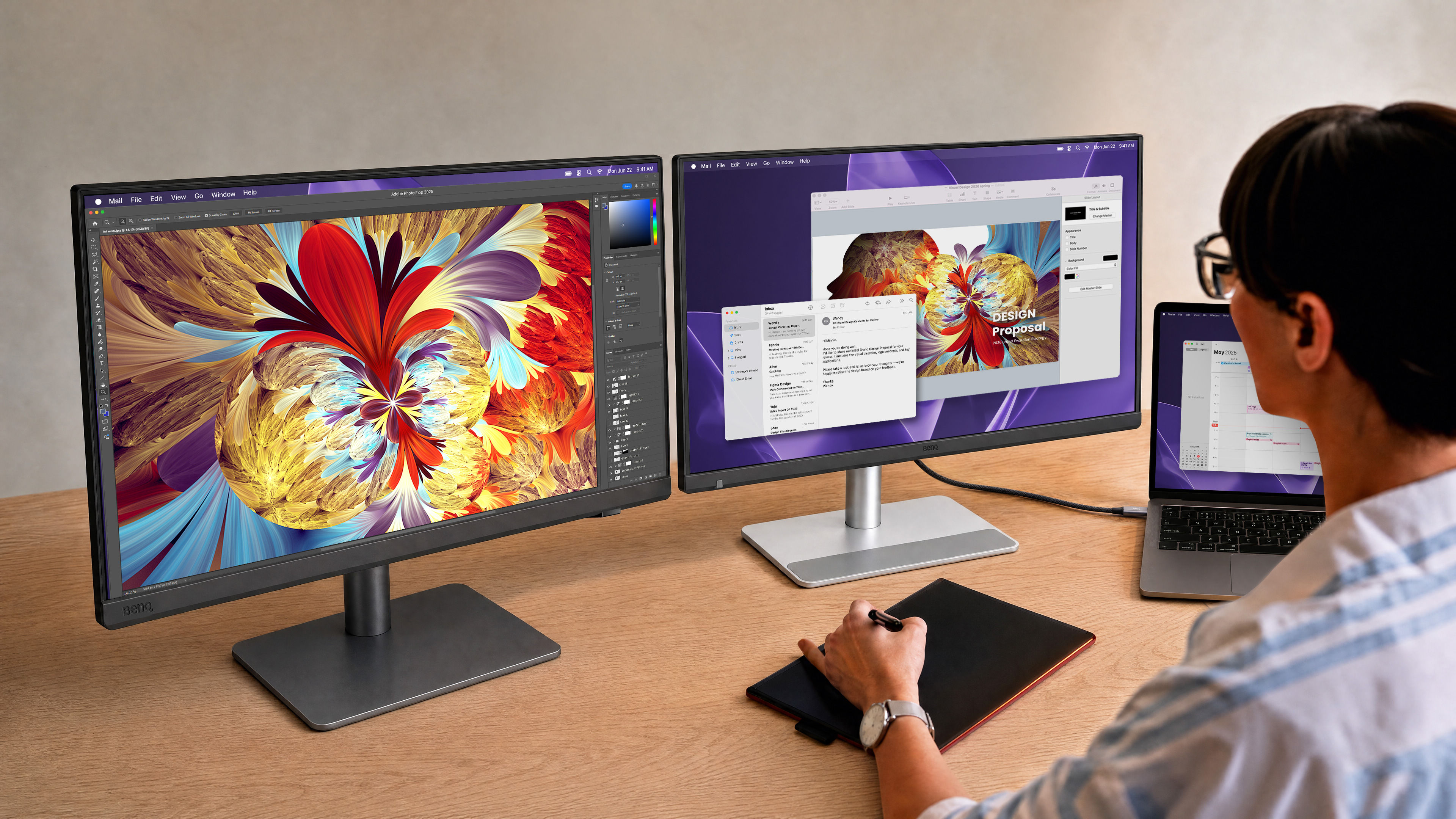BenQ hybrid monitor multiple dual setup mac workspace