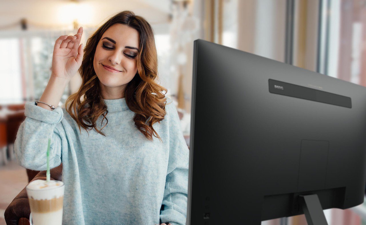 She is enjoying BenQ 4k HDR gaming monitors have the best audio system and speakers.