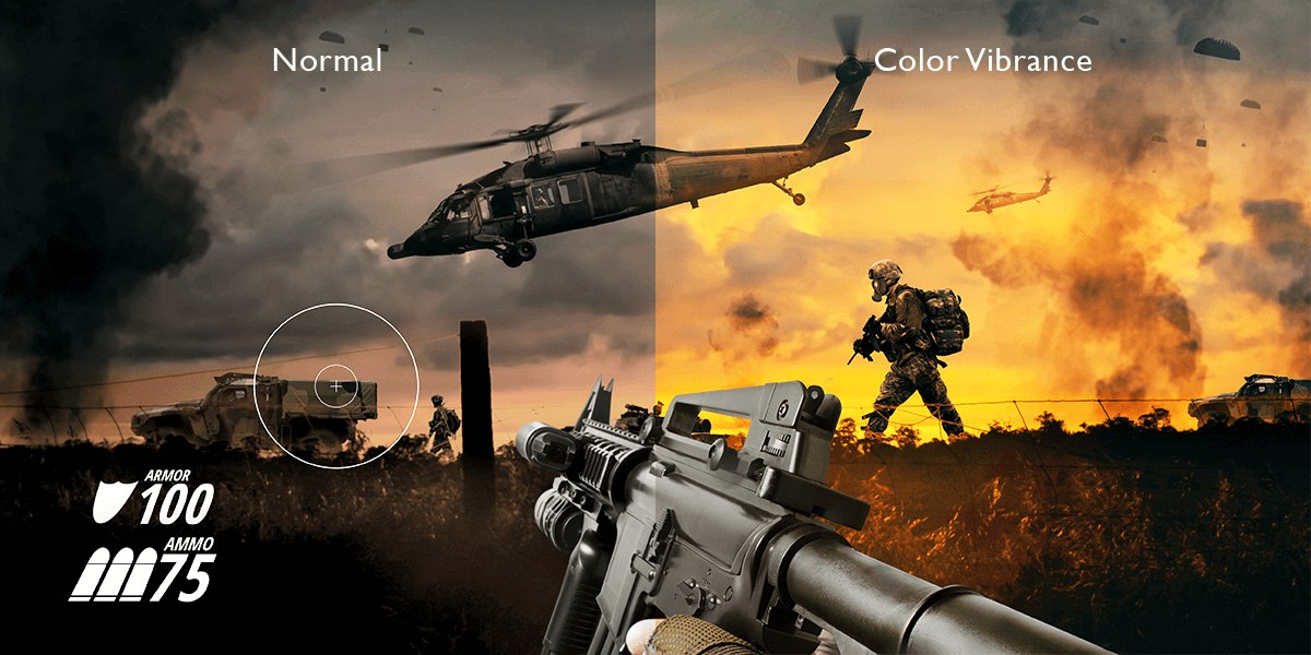 BenQ Color Vibrance helps you identify enemy targets when you are playing games.