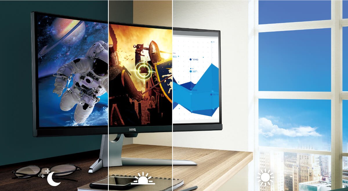 Brightness Intelligence (B.I.) Technology and Brightness Intelligence Plus (B.I.+) Technology are the smartest screen modifiers that both enable monitor to adjust the display brightness based on your surroundings, and B.I.+ also automatically adjusts your on-screen color temperature.