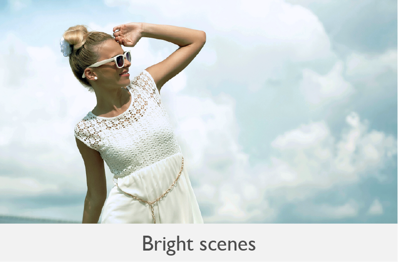 Dynamic iris is used to fine-tune the bright-scene image by enabling the projector to enhance the brightness white when the iris is on.