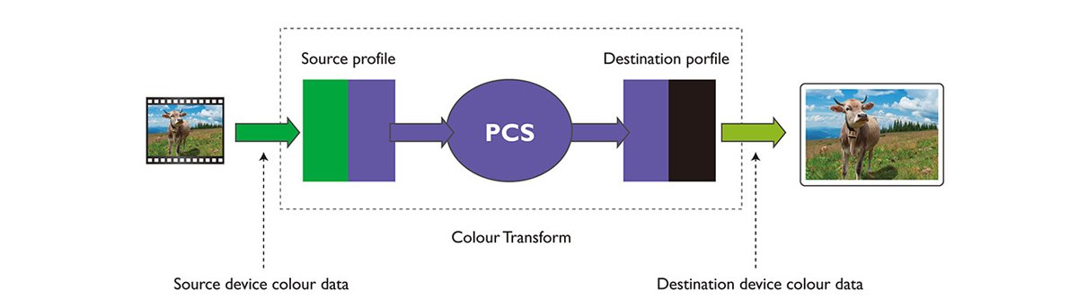 The picture shows how ICC workflow process in the ICC color transformation. 