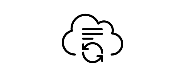 A cloud icon with a sync symbol representing automated directory service synchronization to provision user accounts in bulk via BenQ IAM.