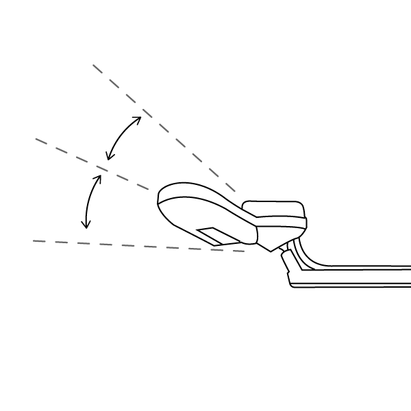 Head adjusted up and down from +35° to +120° each