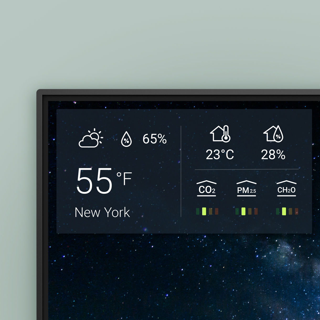 Built-in air quality sensor information being displayed on the RP03 Pro Series 