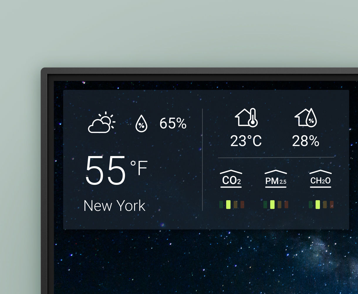 Built-in air quality sensor information being displayed on the RP03 Pro Series