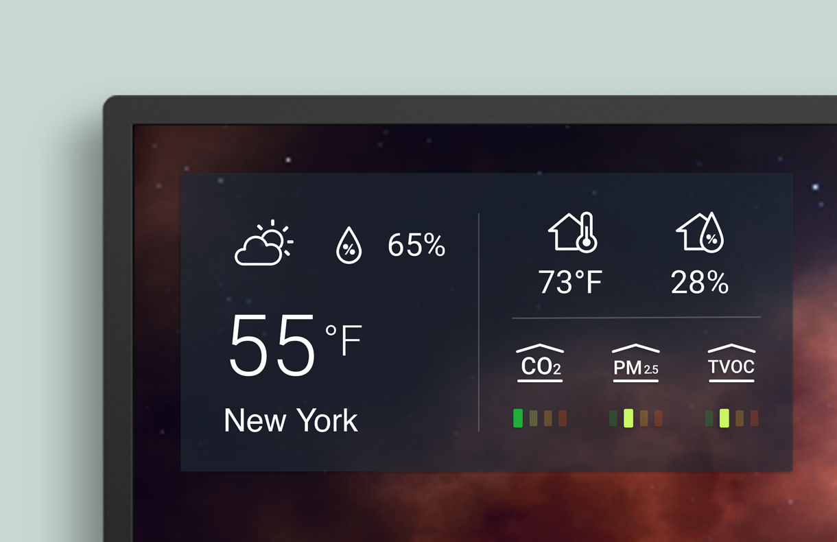 Germ-resistant honeycomb shield Temperature, humidity, CO2, and PM2.5 readings in BenQ Board