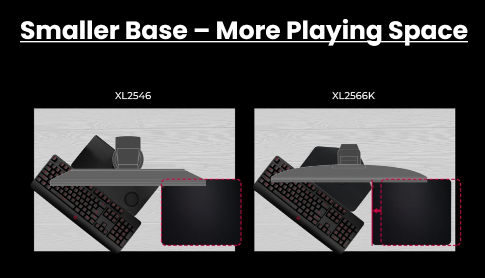 ZOWIE XL2566K allows pro players more space in their setup