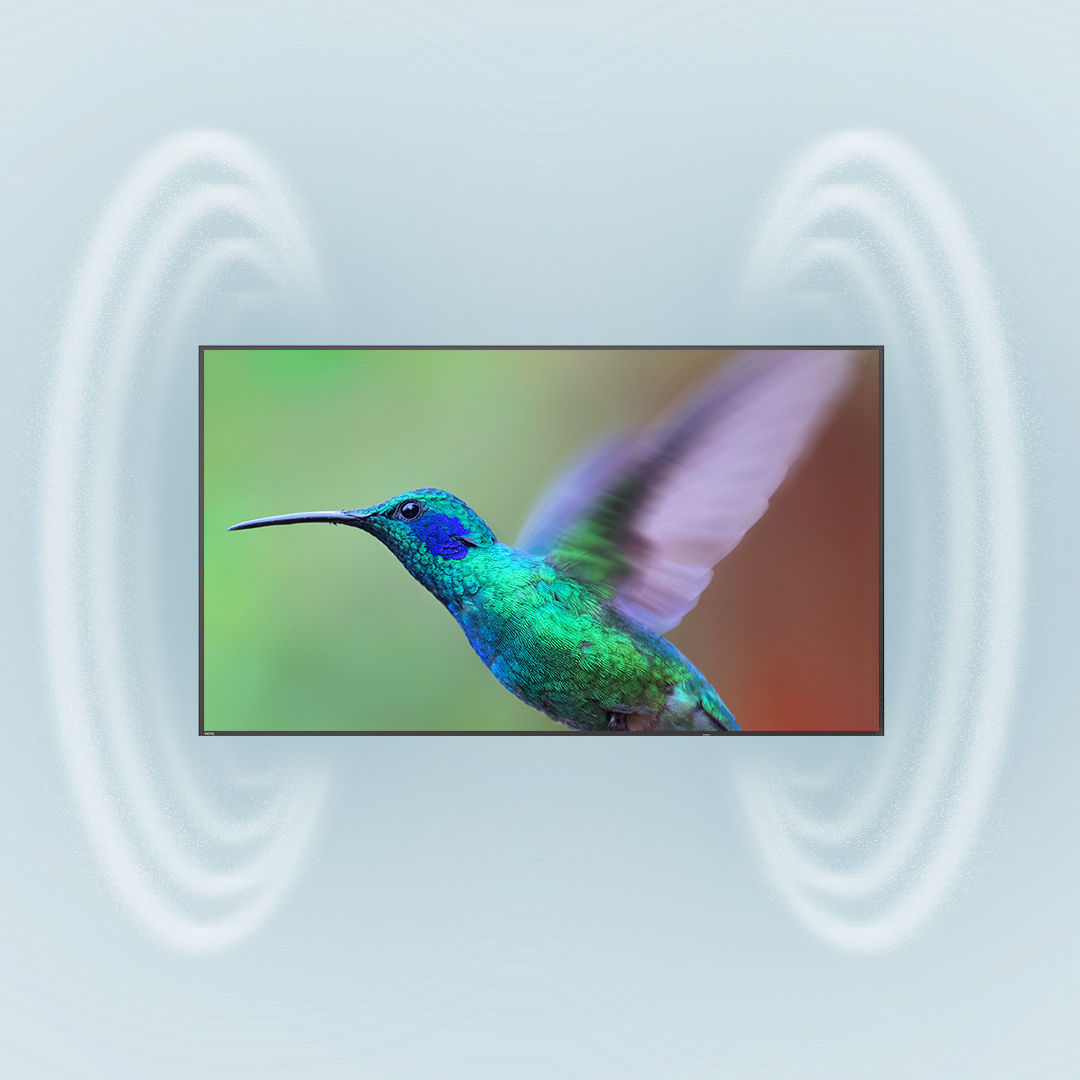 BenQ digital signage with powerful twin 12W speakers and a stunning 4K display, providing immersive audio visual experiences for engaging content delivery.