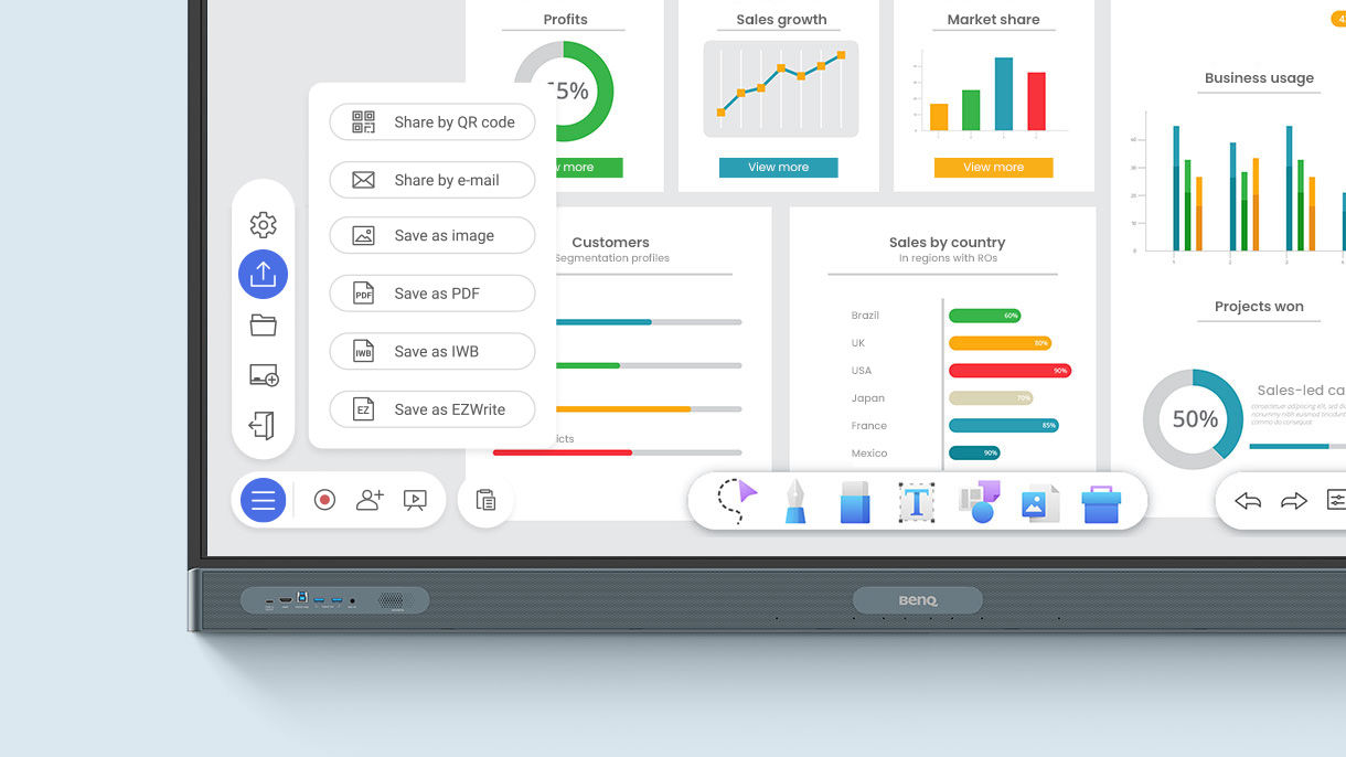 EZWrite supports Office files so you can import slideshows, documents, sheets, or PDFs 