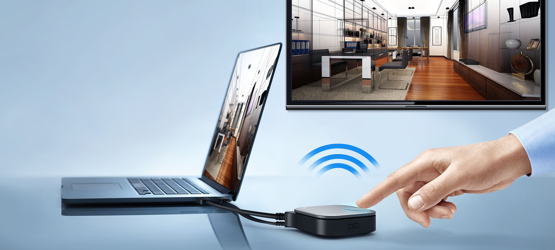 cable-free InstaShow facilitates presenting with laptop