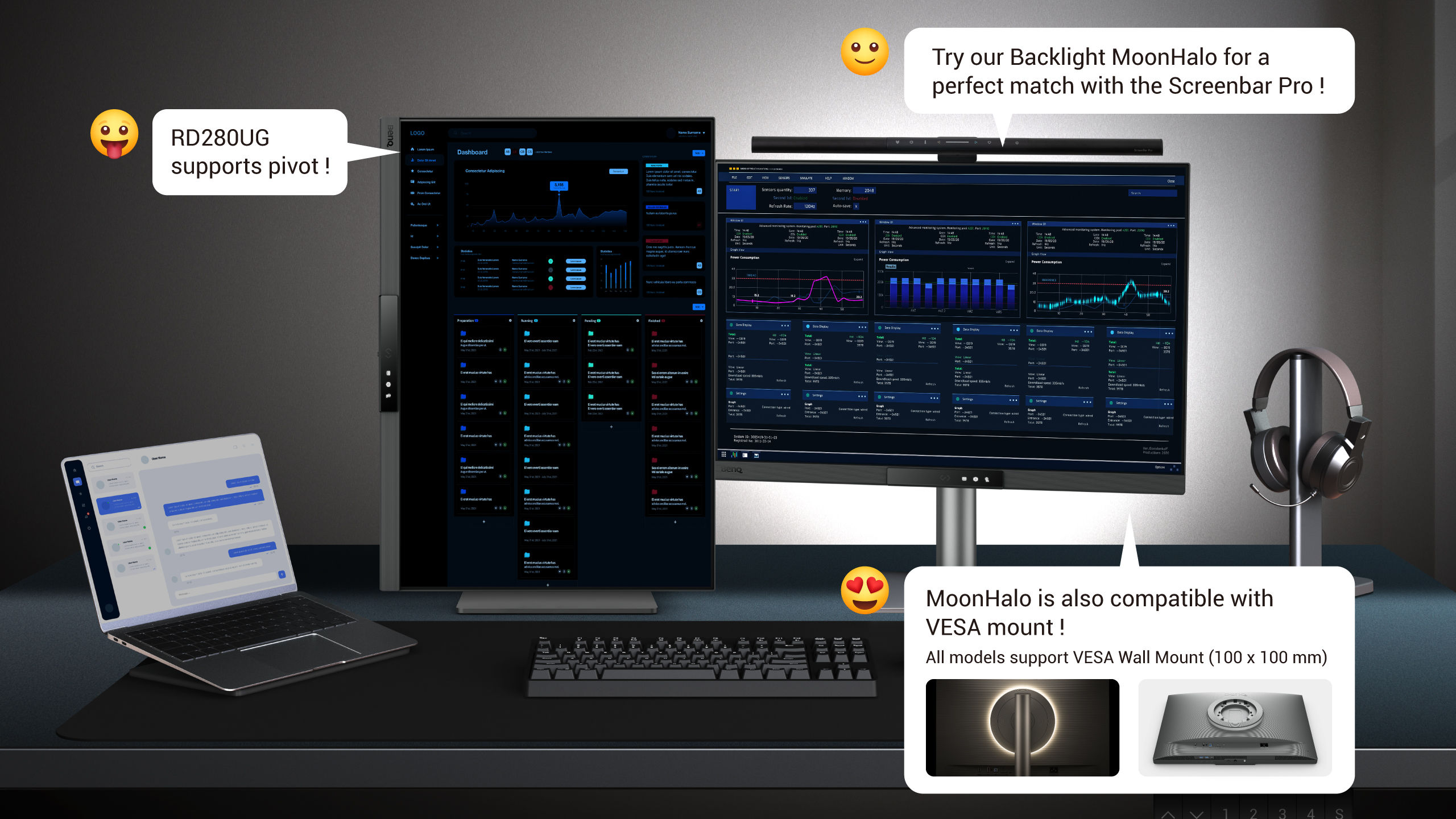 Proměňte svůj pracovní stůl na centrum produktivity. S monitorem BenQ pro programátory na vlastní kůži zažijete pracovní prostor navržený pro pohodlí, soustředění a inspiraci.