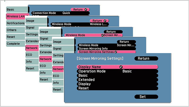 The instruction for setting up other brands' projectors wireless network requires complicated steps.